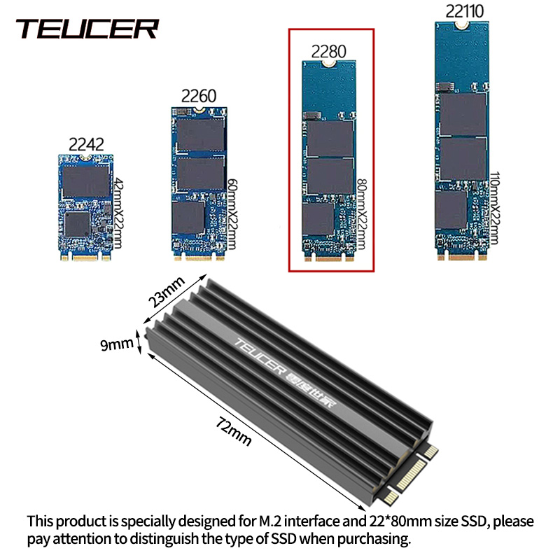 TEUCER M2 SSD Heatsink NVME 22 - M2 Heatsink Cooler recension och pris