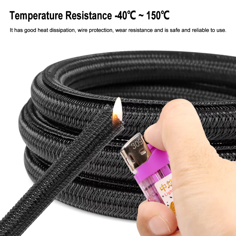 2/10m Black PET Braided Self-C - Cable Sleeve Braided recension och pris