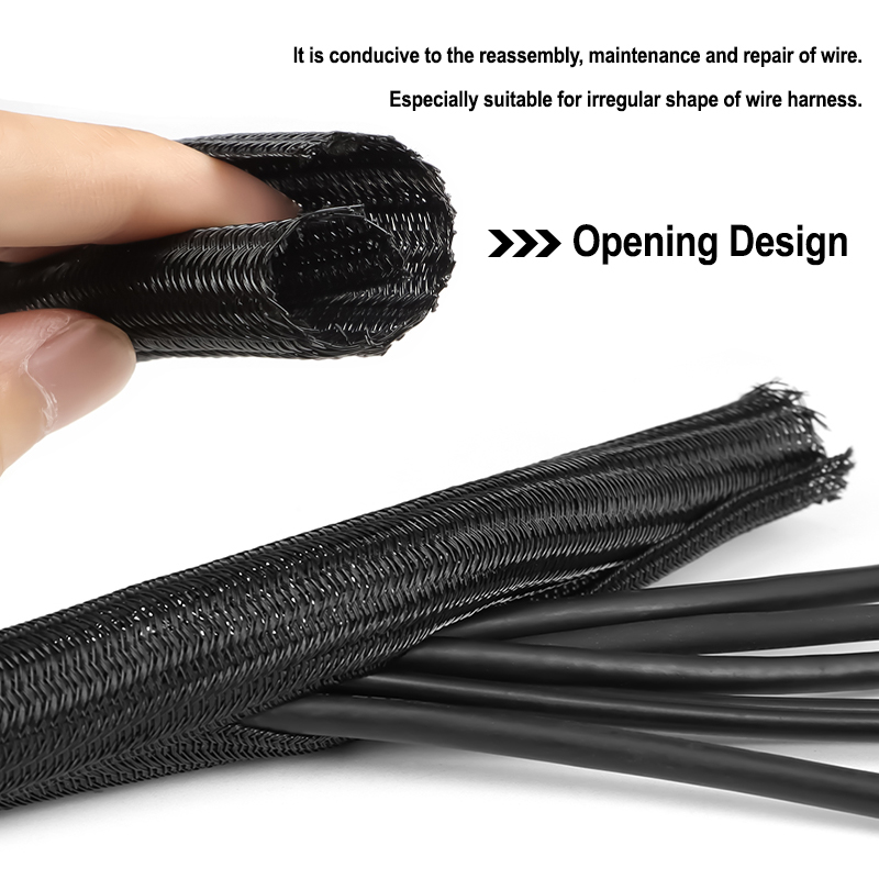 2/10m Black PET Braided Self-C - Cable Sleeve Braided recension och pris