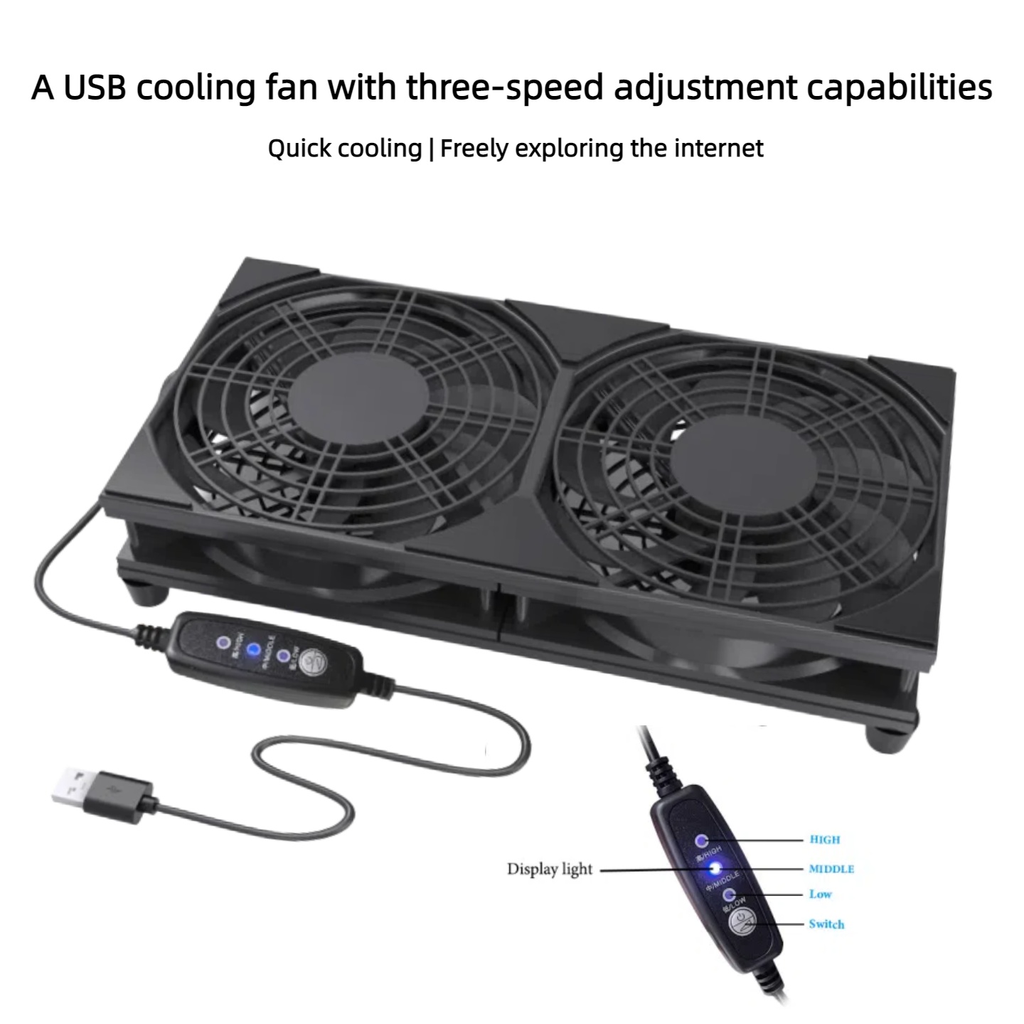 Dual USB Cooling Fan with 3-Sp - Gaming Accessories Rgb recension och pris